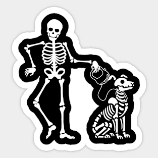 Skeleton Dog Walker Pet Sitter Halloween Sticker